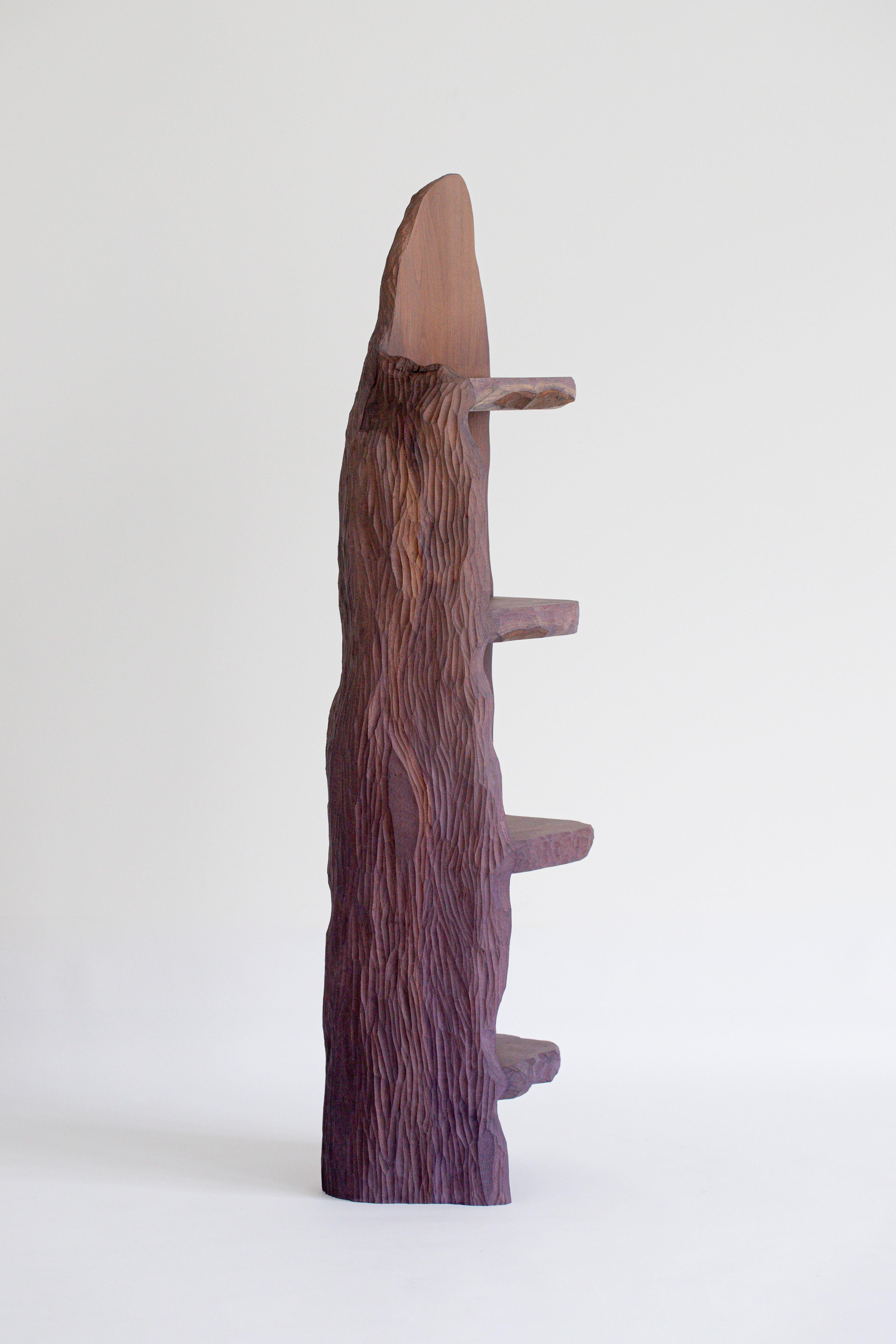Hand-Crafted Contemporary sculpted wood dyed INTUITIVE ARCHAISME Shelf by Cedric Breisacher For Sale