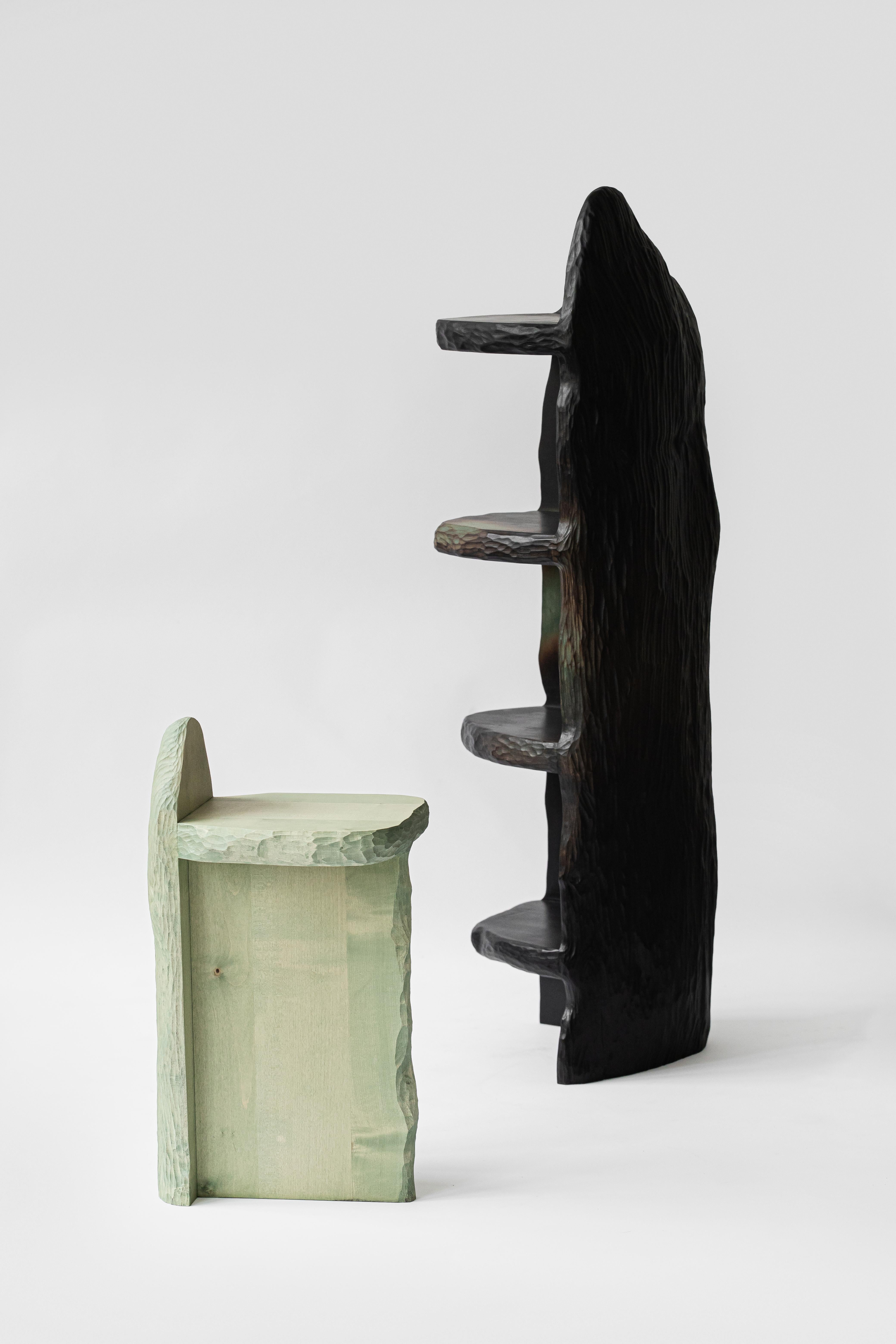Contemporary sculpted wood dyed INTUITIVE ARCHAISME Shelf by Cedric Breisacher For Sale 3