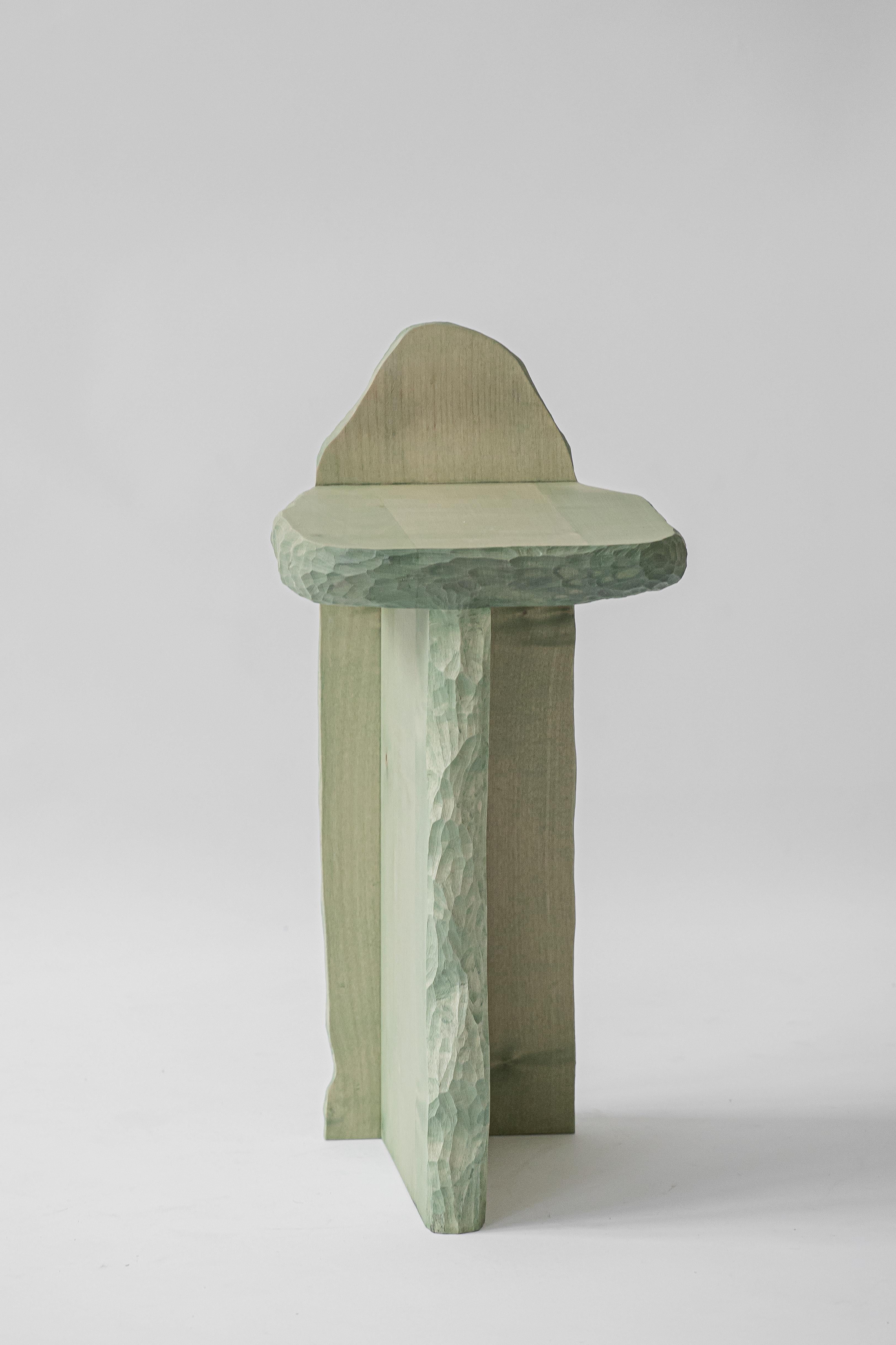 Wood Contemporary sculpted wood dyed INTUITIVE ARCHAISME Stool by Cedric Breisacher For Sale