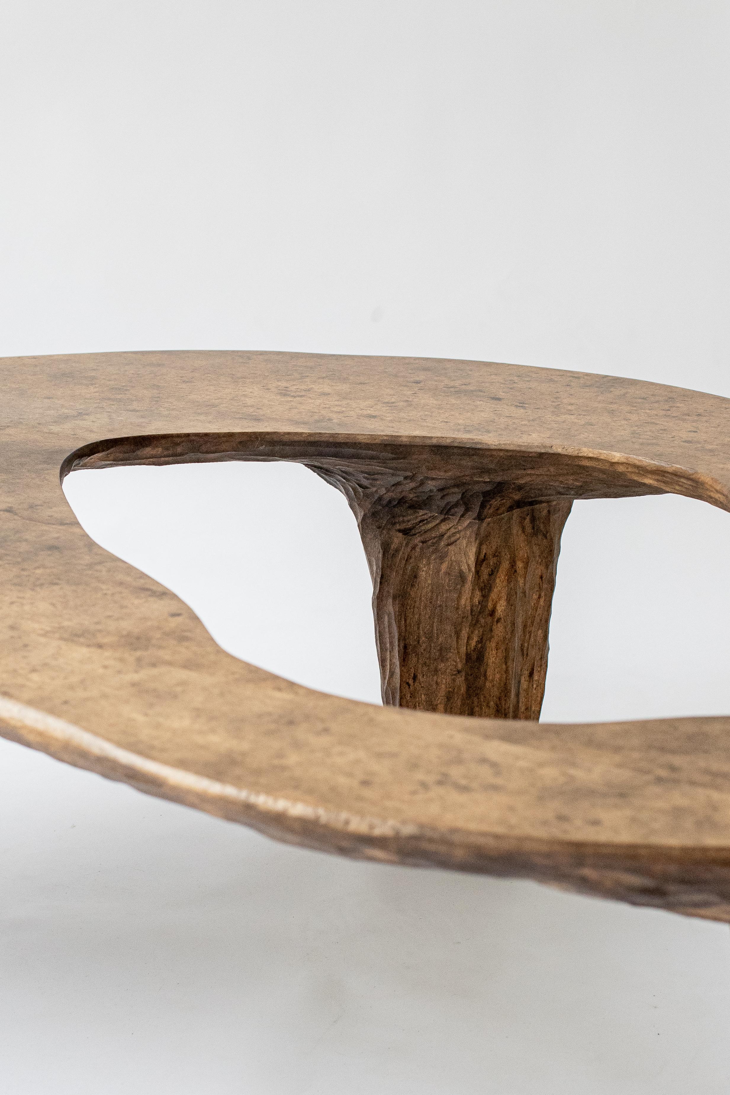 Wood Contemporary sculpted wood INTUITIVE ARCHAISME, A circular coffee table For Sale