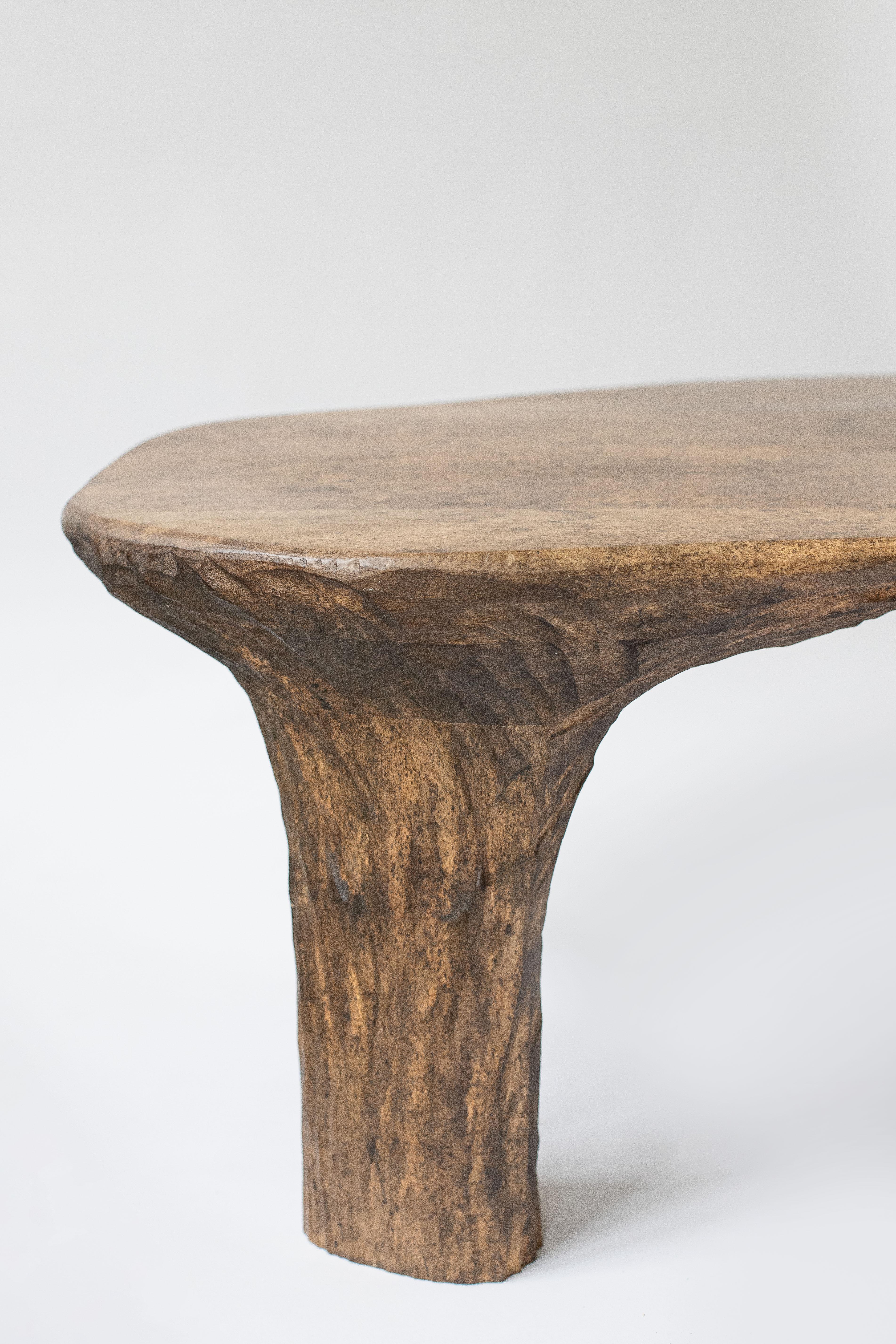 Contemporary sculpted wood INTUITIVE ARCHAISME, A circular coffee table For Sale 1