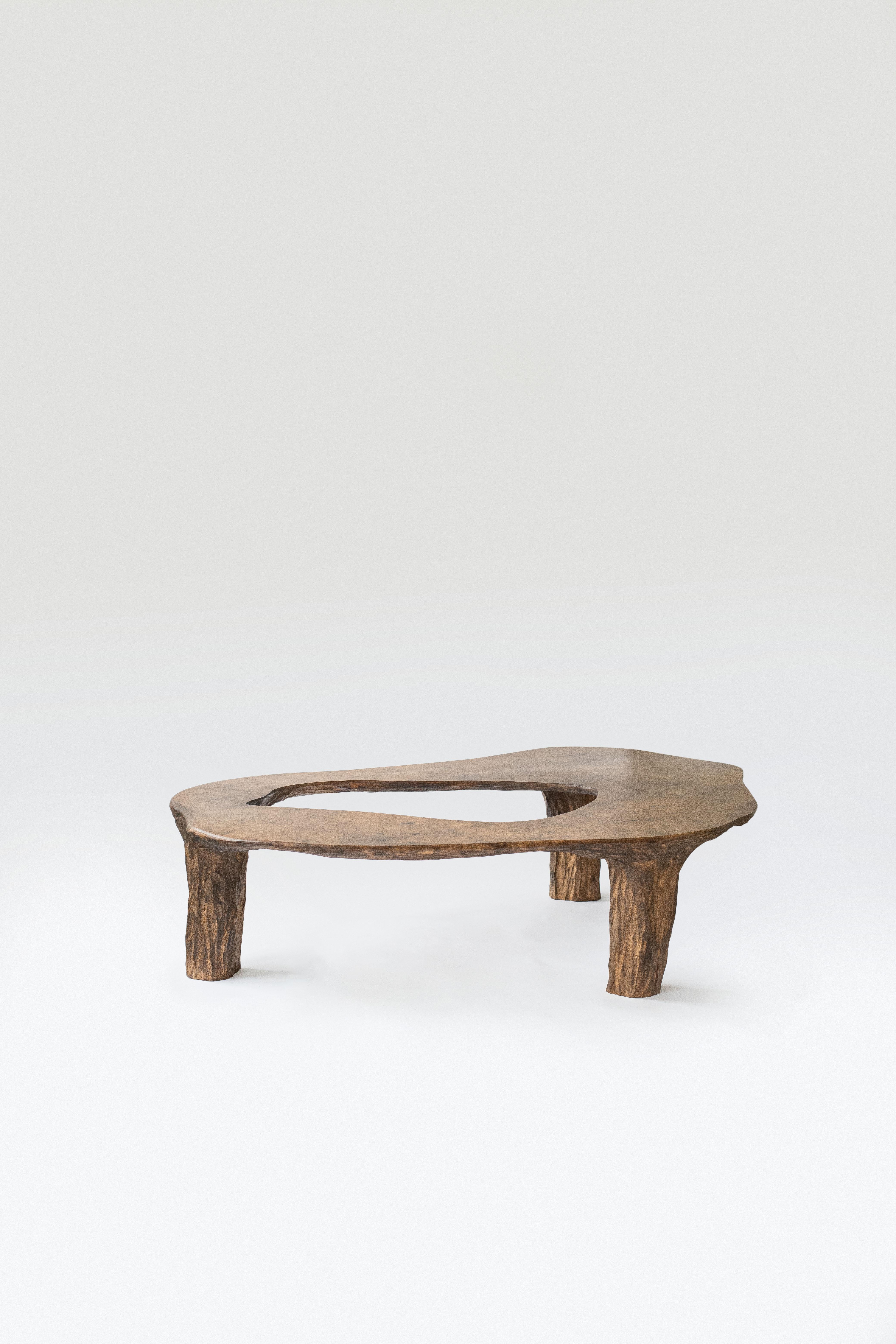 Contemporary sculpted wood INTUITIVE ARCHAISME, A circular coffee table For Sale 4