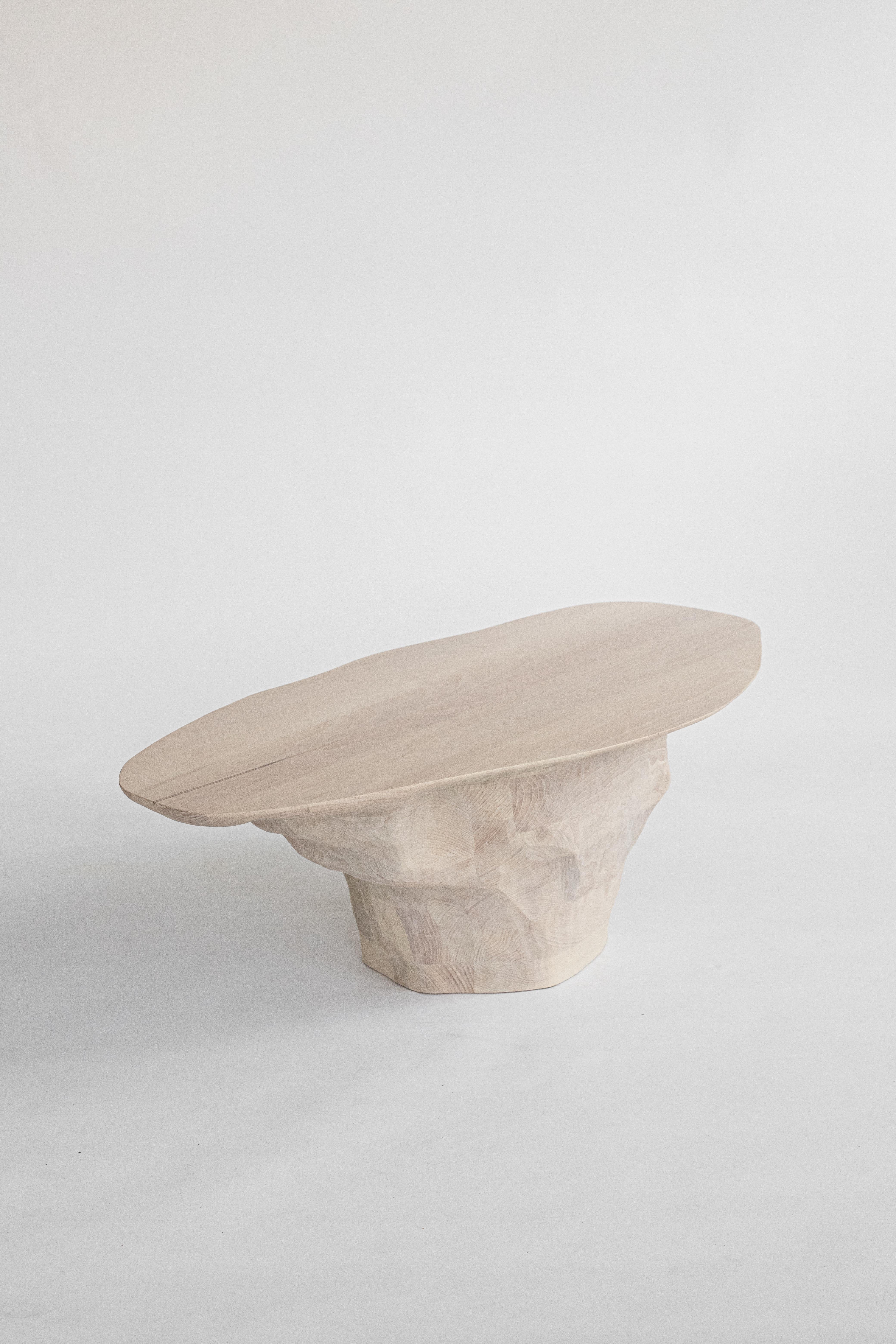 Hand-Crafted Contemporary sculpted wood INTUITIVE ARCHAISME, A massive coffee table For Sale