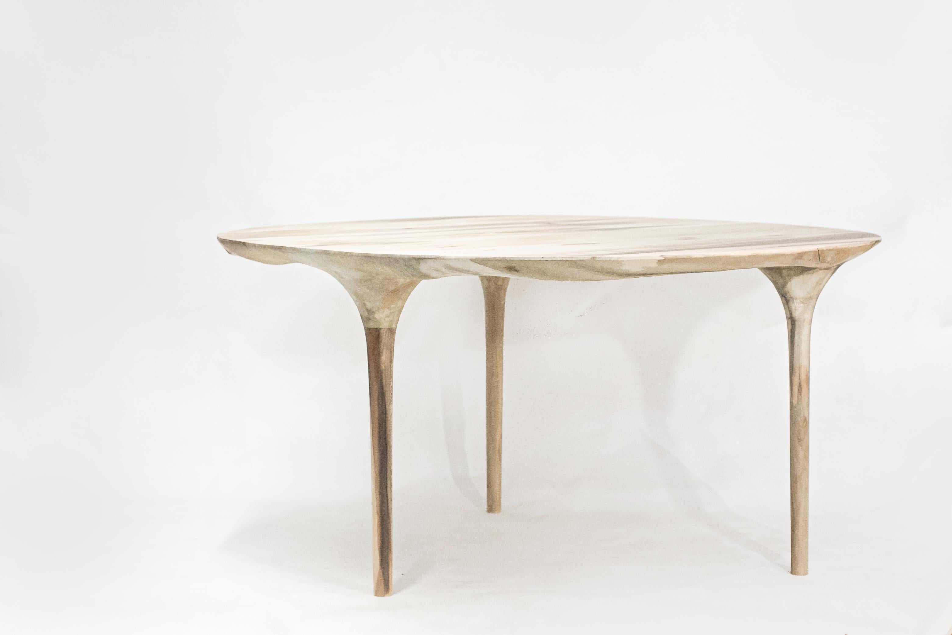 The Scales collection’s design is guided by an organic approach; each piece is sculpted to reflect the natural flow and movement of the body across the material, resulting in fluid shapes that appear almost in motion. Each leg is turned and securely