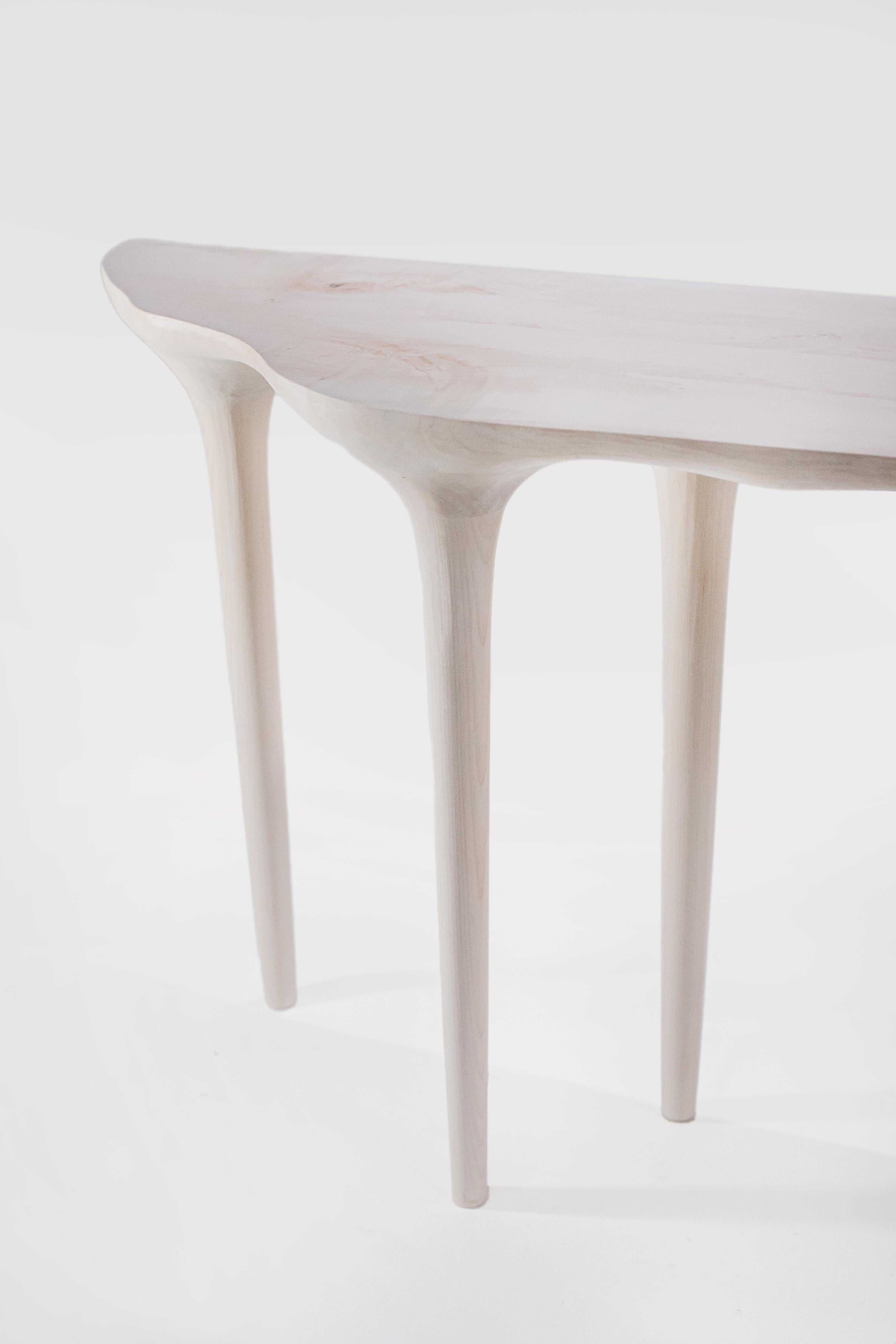 Wood Contemporary sculpted wood Scales White Console table For Sale