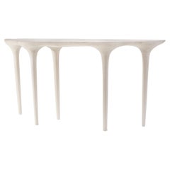 Tavolo consolle contemporaneo in legno scolpito Scales White