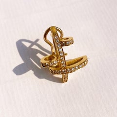 Contemporary Sculptural 18K Yellow Gold & White Diamond Clip Earrings