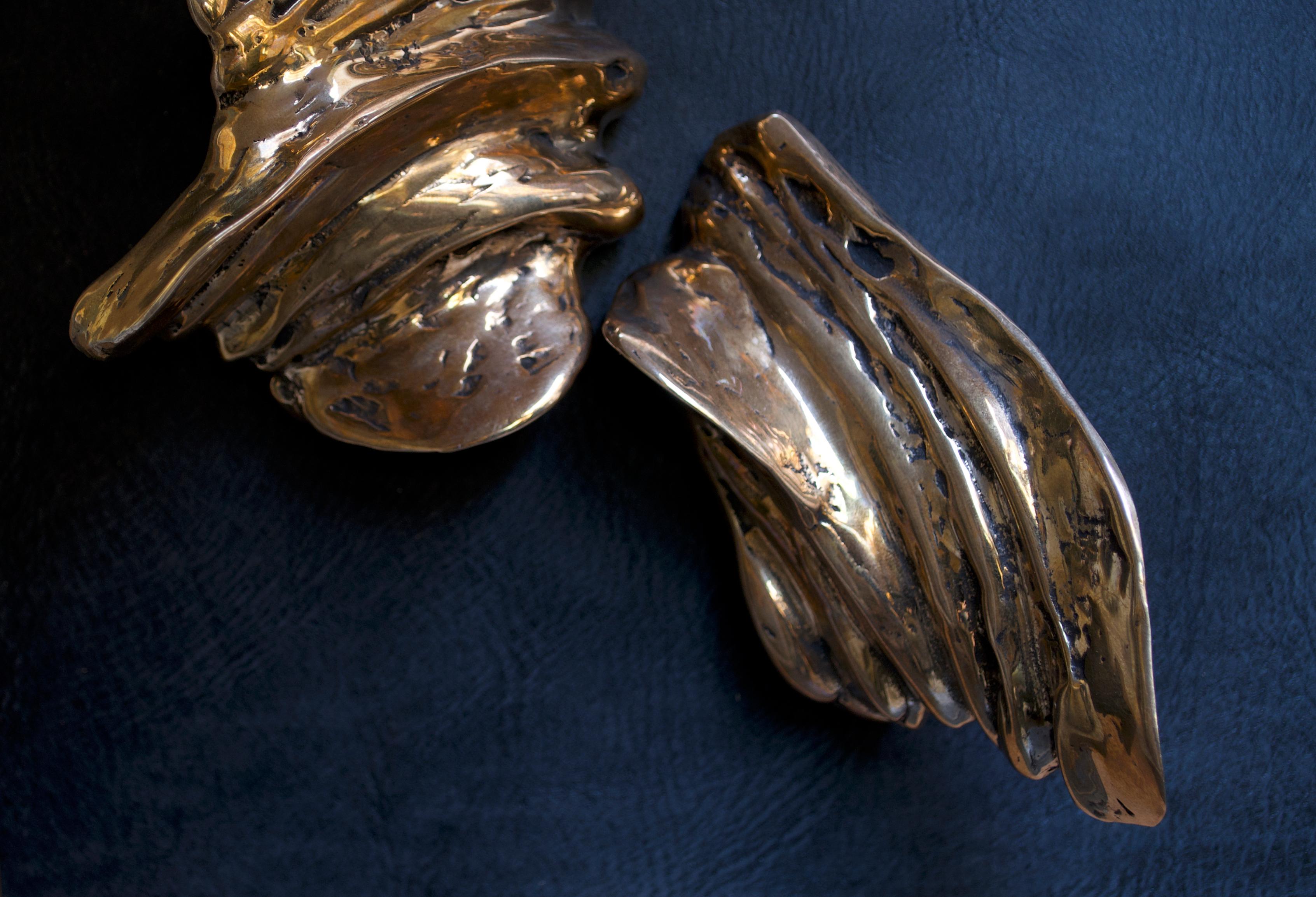 Contemporary Sculptural Bronze Handle - Clizia - Cast in French Sand Molds In New Condition For Sale In Milan, Lombardy
