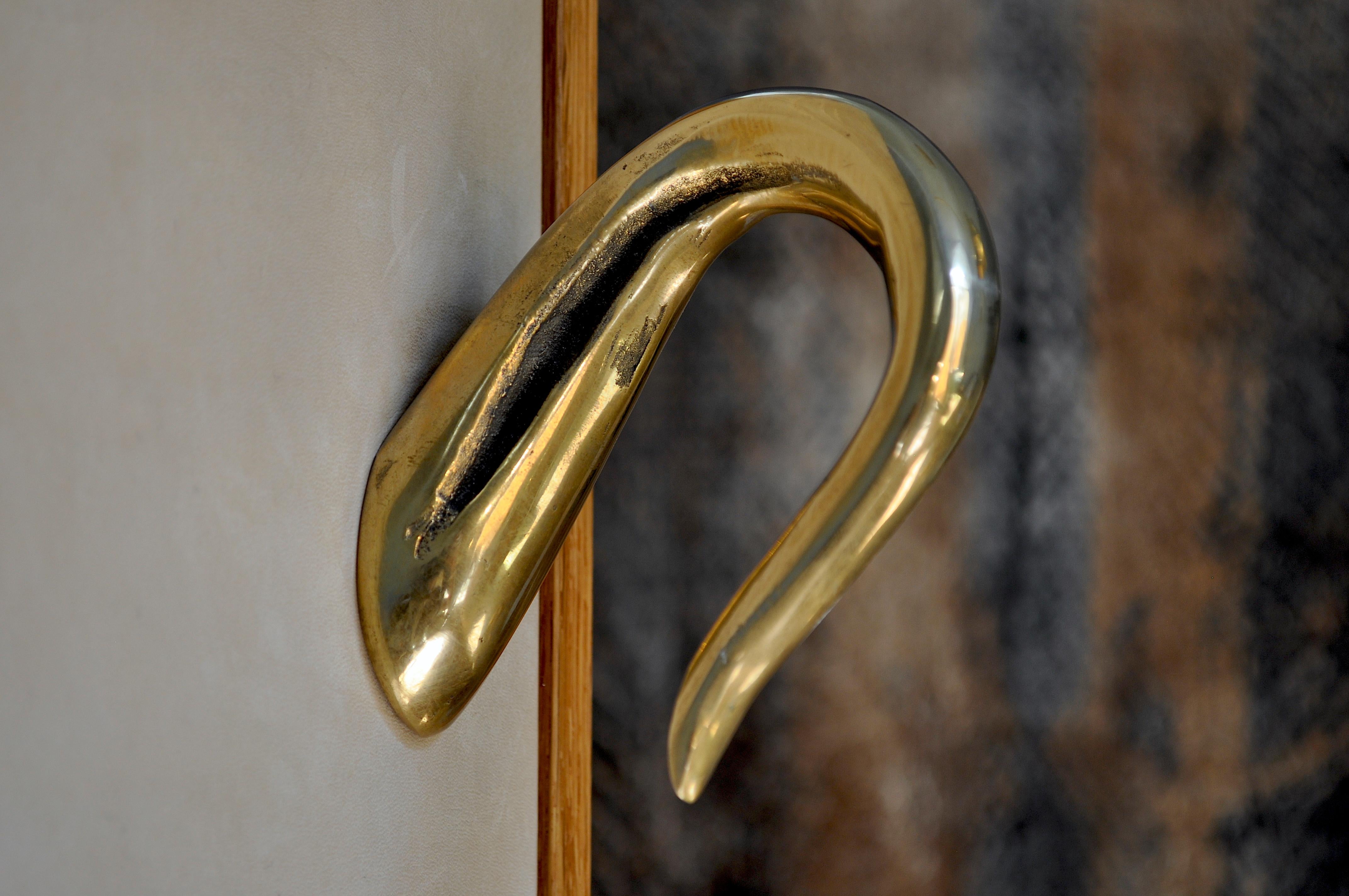 Italian Contemporary Sculptural Bronze Handle ‘Kiku‘ Cast in French Sand Molds For Sale