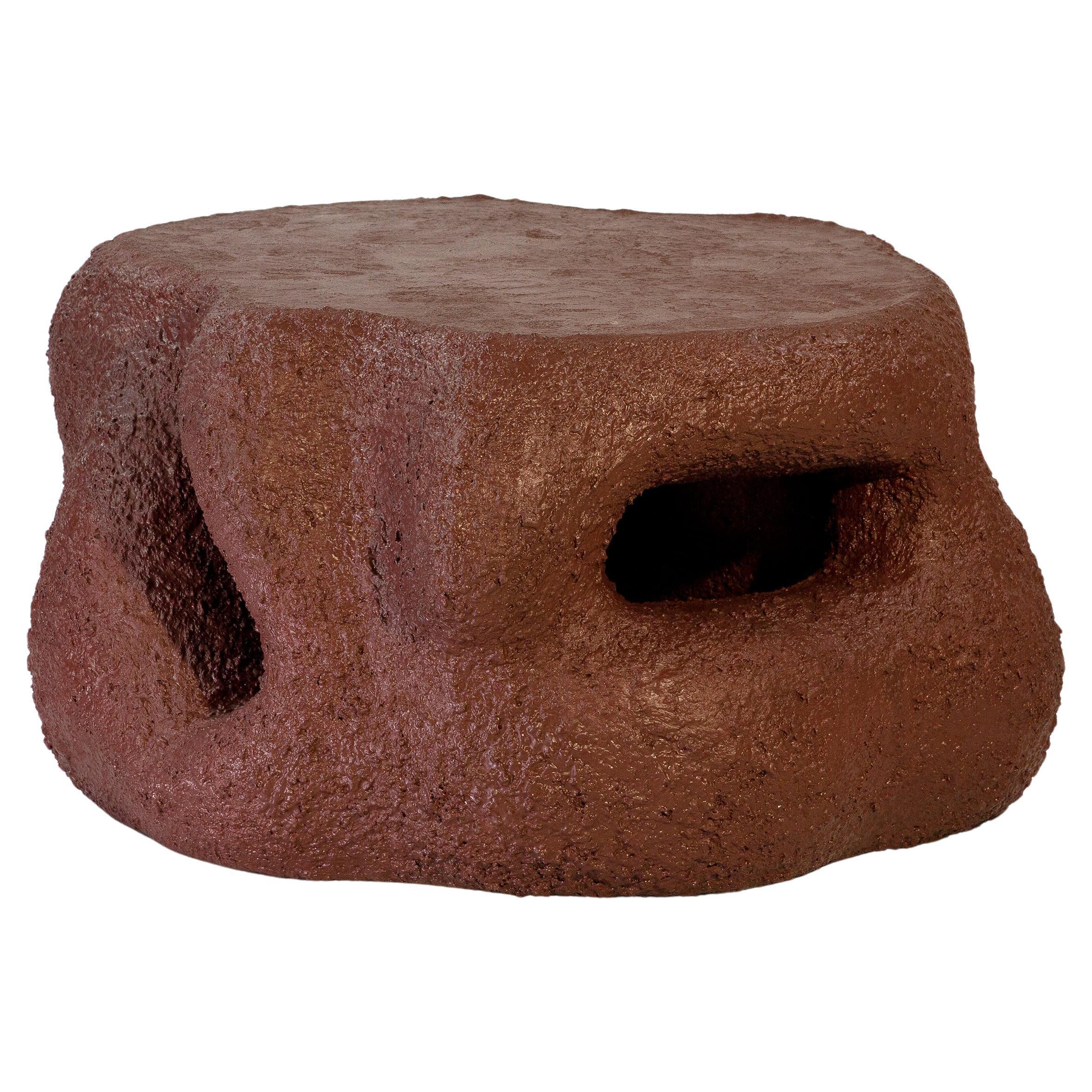 Table basse XL, design contemporain, bourgogne, sculpture fonctionnelle