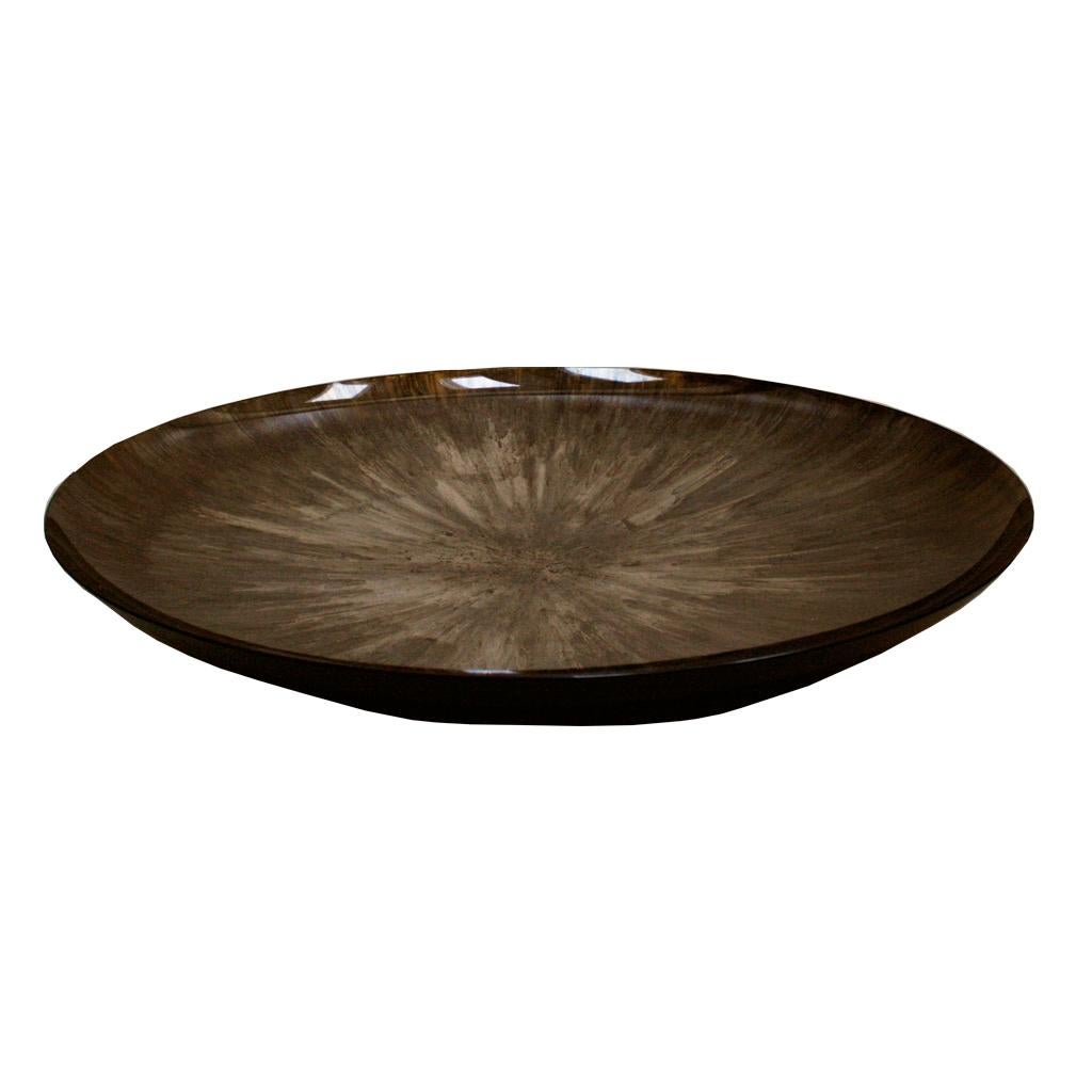 Modern Contemporary Sculptural Concave Round Mirror in Brown, Made in France  For Sale