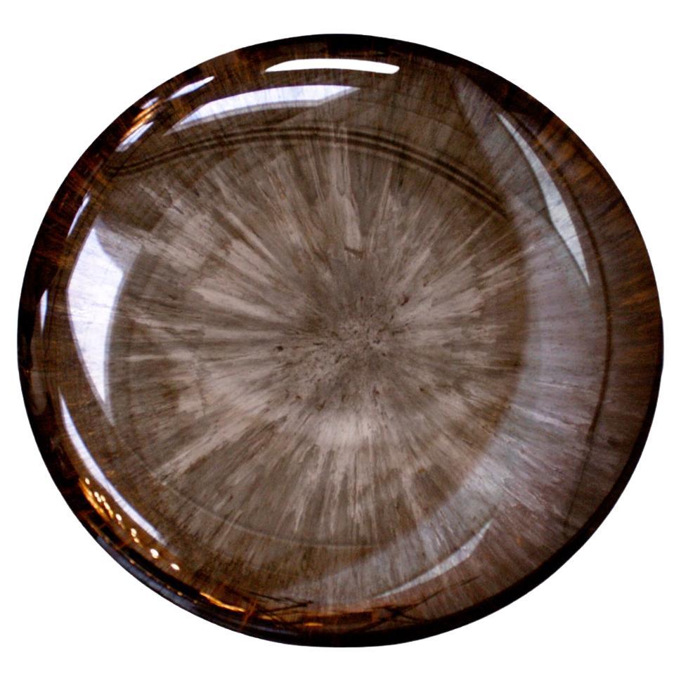 Contemporary Sculptural Concave Round Mirror in Brown, Made in France 