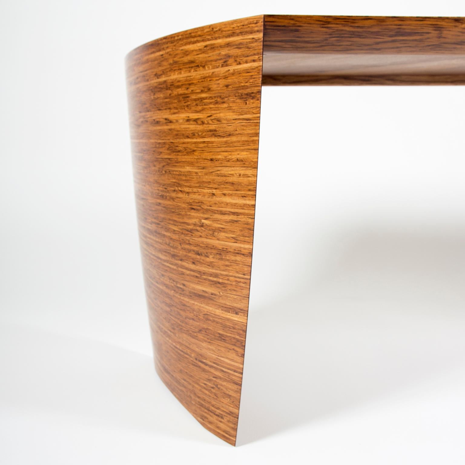 Contemporary, Curved, Sculptural Desk made in Fumed Oak and Brown Oak For Sale 6