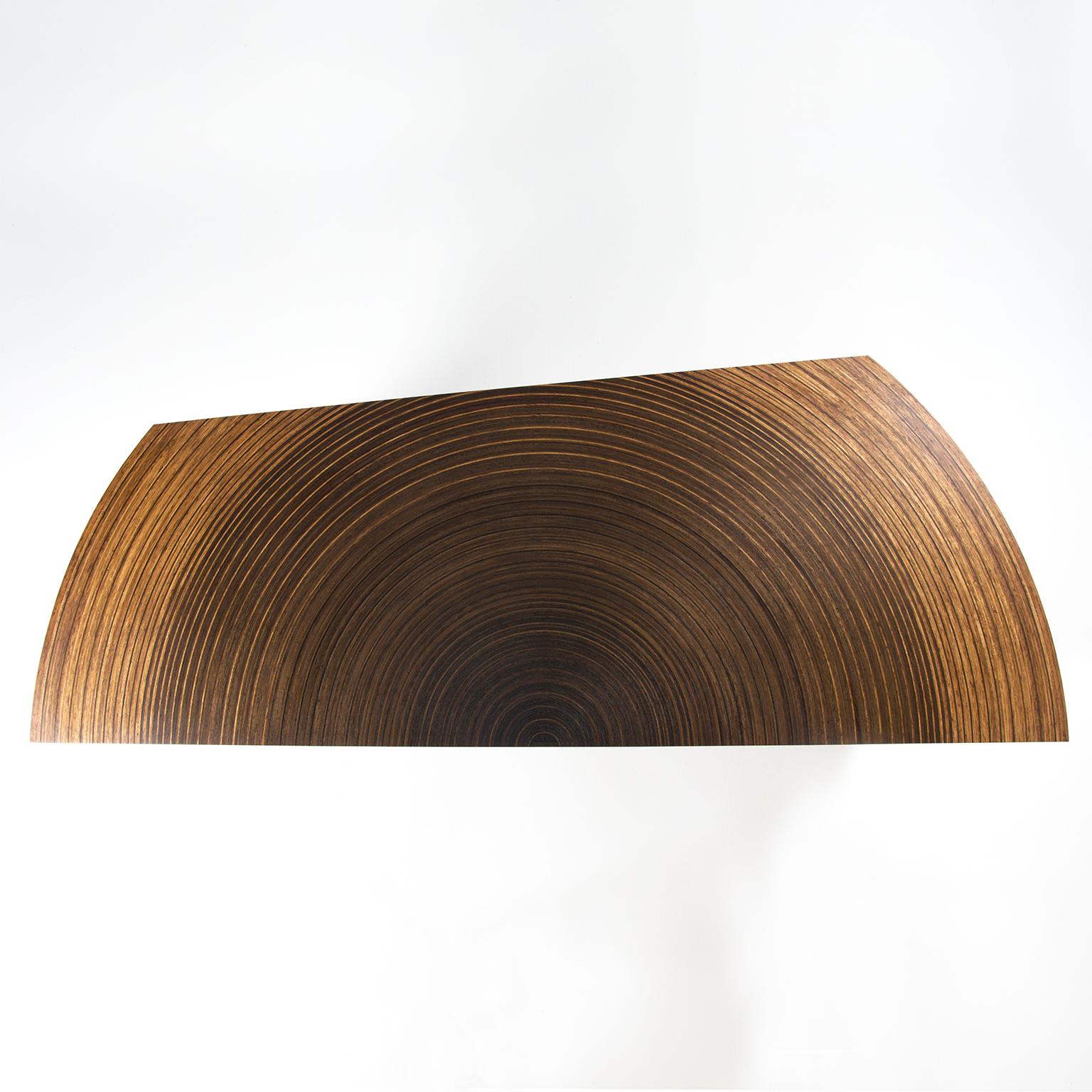 British Contemporary, Curved, Sculptural Desk made in Fumed Oak and Brown Oak For Sale