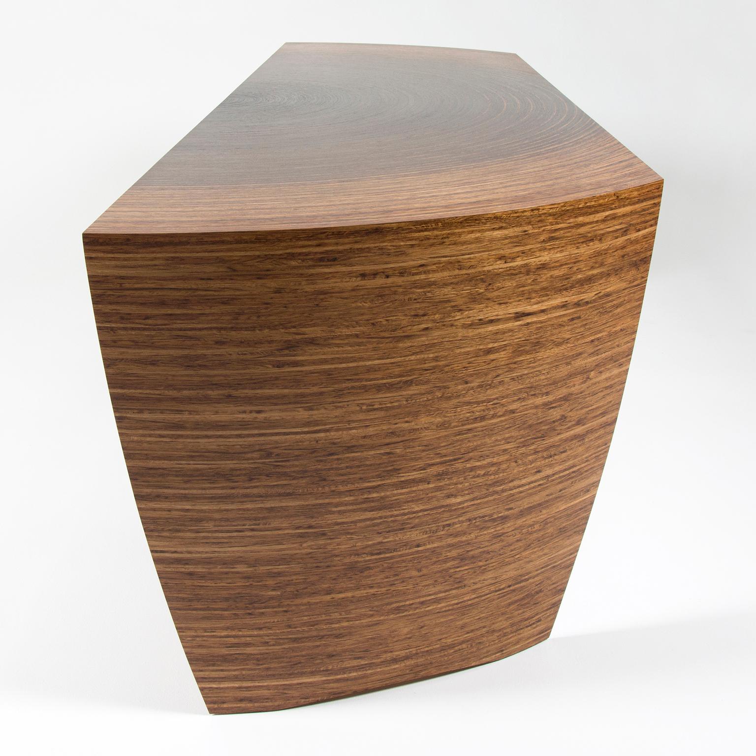 Contemporary, Curved, Sculptural Desk made in Fumed Oak and Brown Oak In New Condition For Sale In Bosham, GB