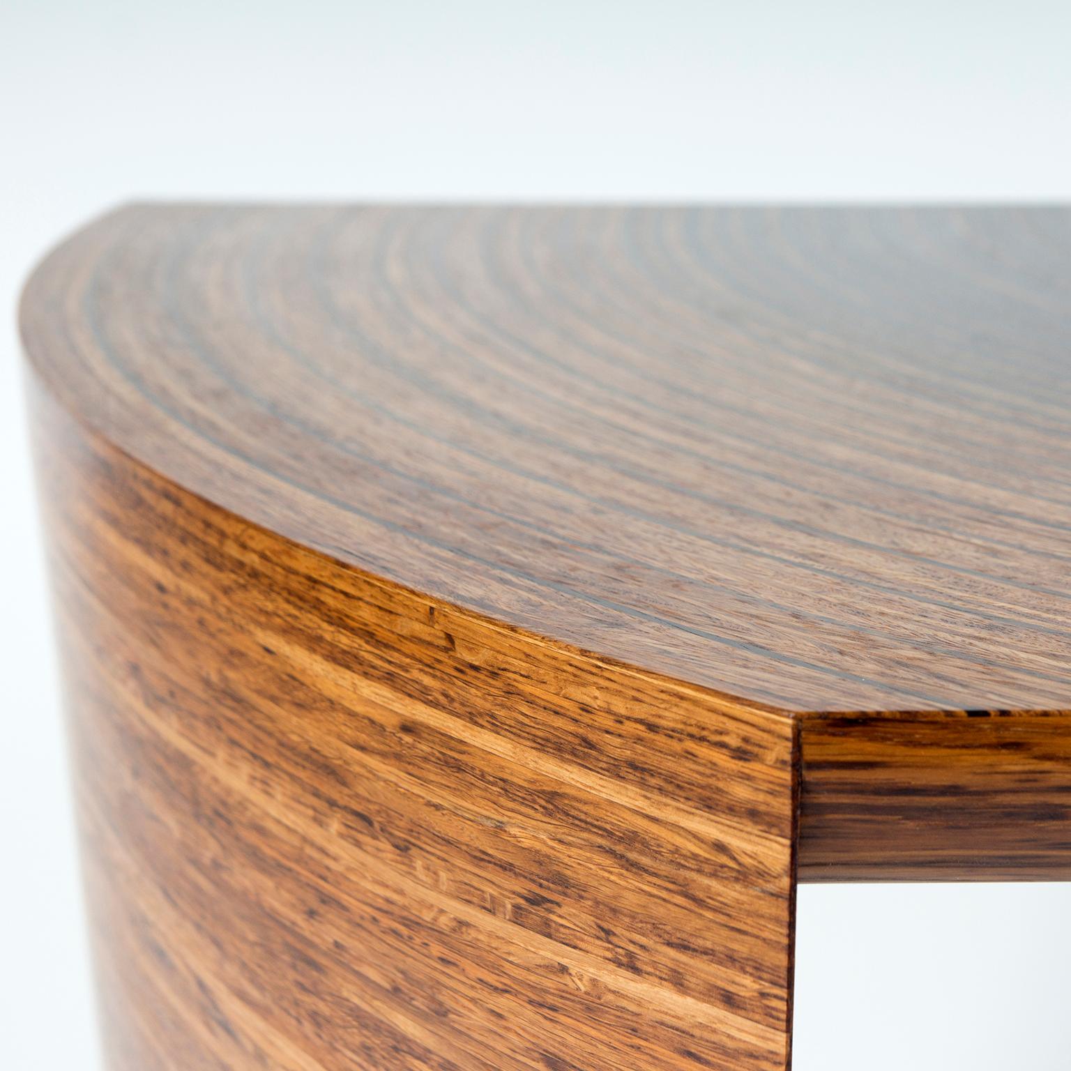 Contemporary, Curved, Sculptural Desk made in Fumed Oak and Brown Oak For Sale 2