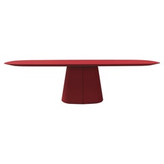 Tavolo da pranzo scultoreo contemporaneo con piano ovale in lacca rosso ciliegia