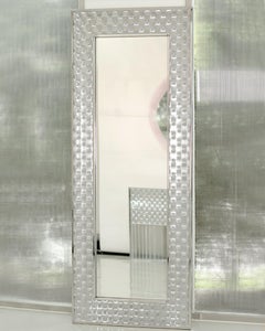 Contemporary Sculptural Floor Mirror 'Chesterfield' Relief Effect