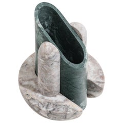 Contemporary Sculptural Geometric Marble Vase Simultaneo, Italian Manufacture