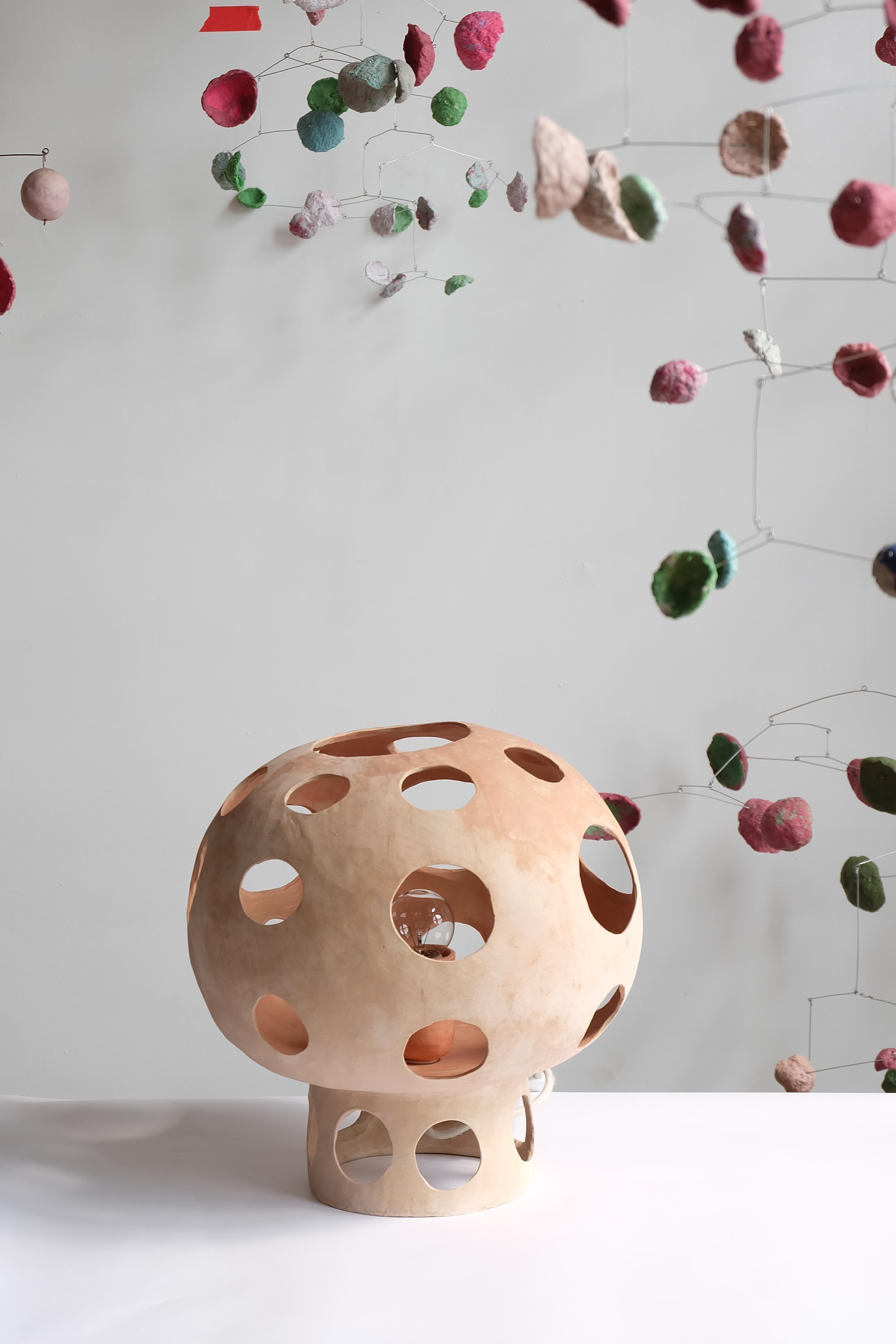 American Contemporary Sculptural Hand-Built Ceramic Mushroom-Shaped Table Lamp
