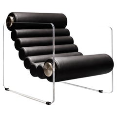 Contemporary Sculptural Lounge Chair in Black Leather and Acrylic Contemporary Sculptural Lounge Chair in Black Leather and Acrylic