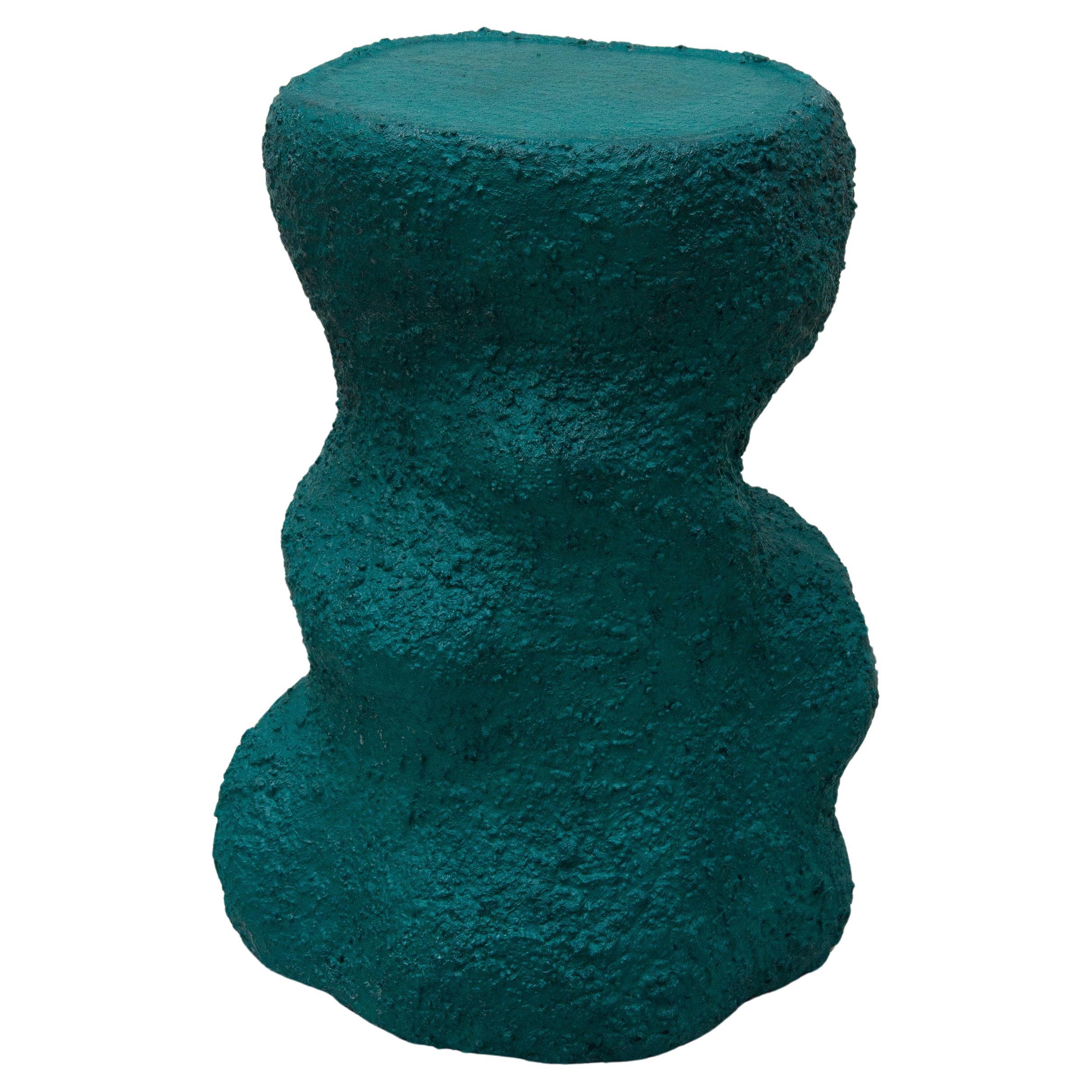 Contemporary Sculptural M-Side Table, Dark Green, Contemporary Design