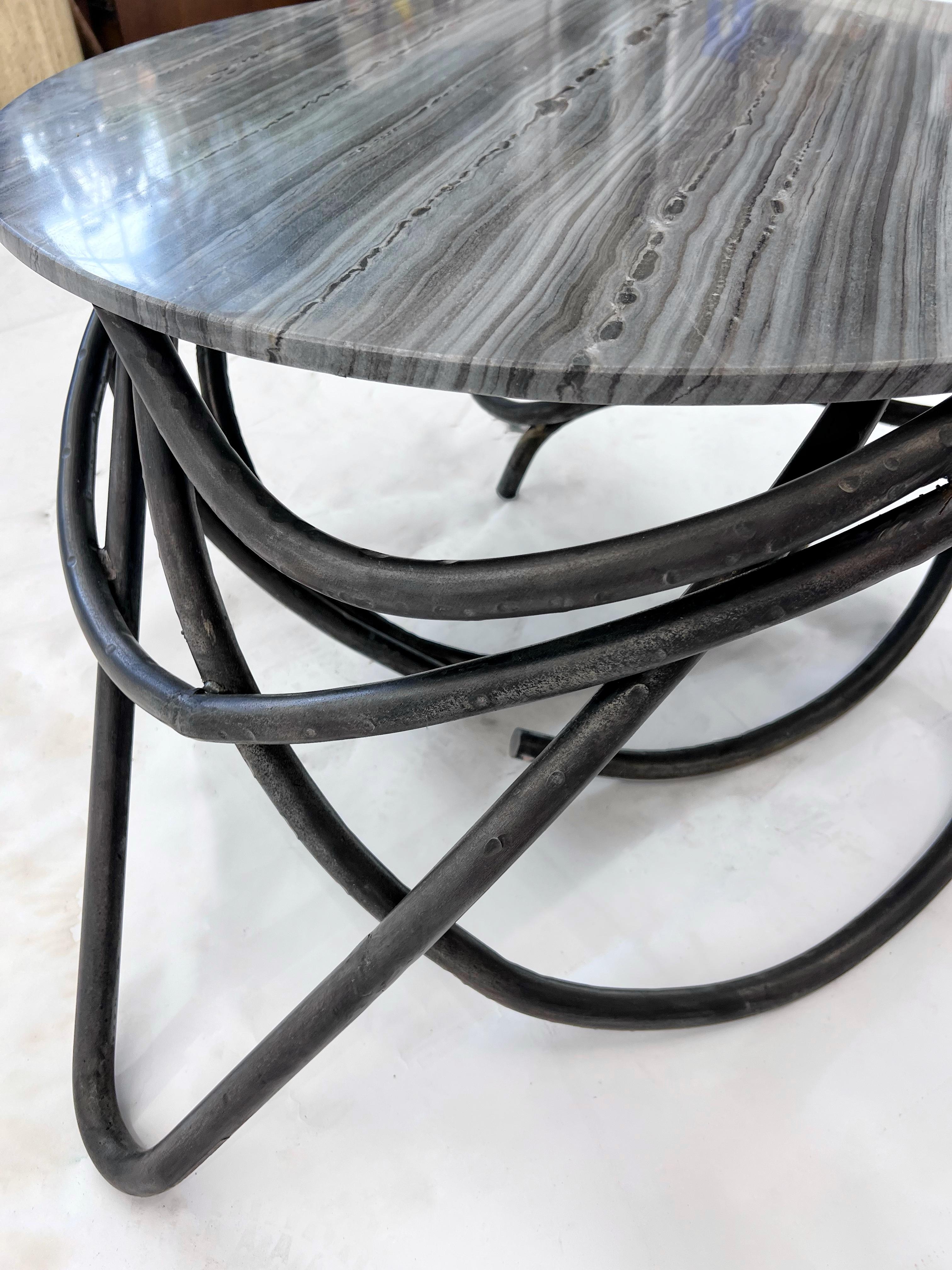 Contemporary Sculptural Marble and Steel minimalist coffee table  For Sale 1