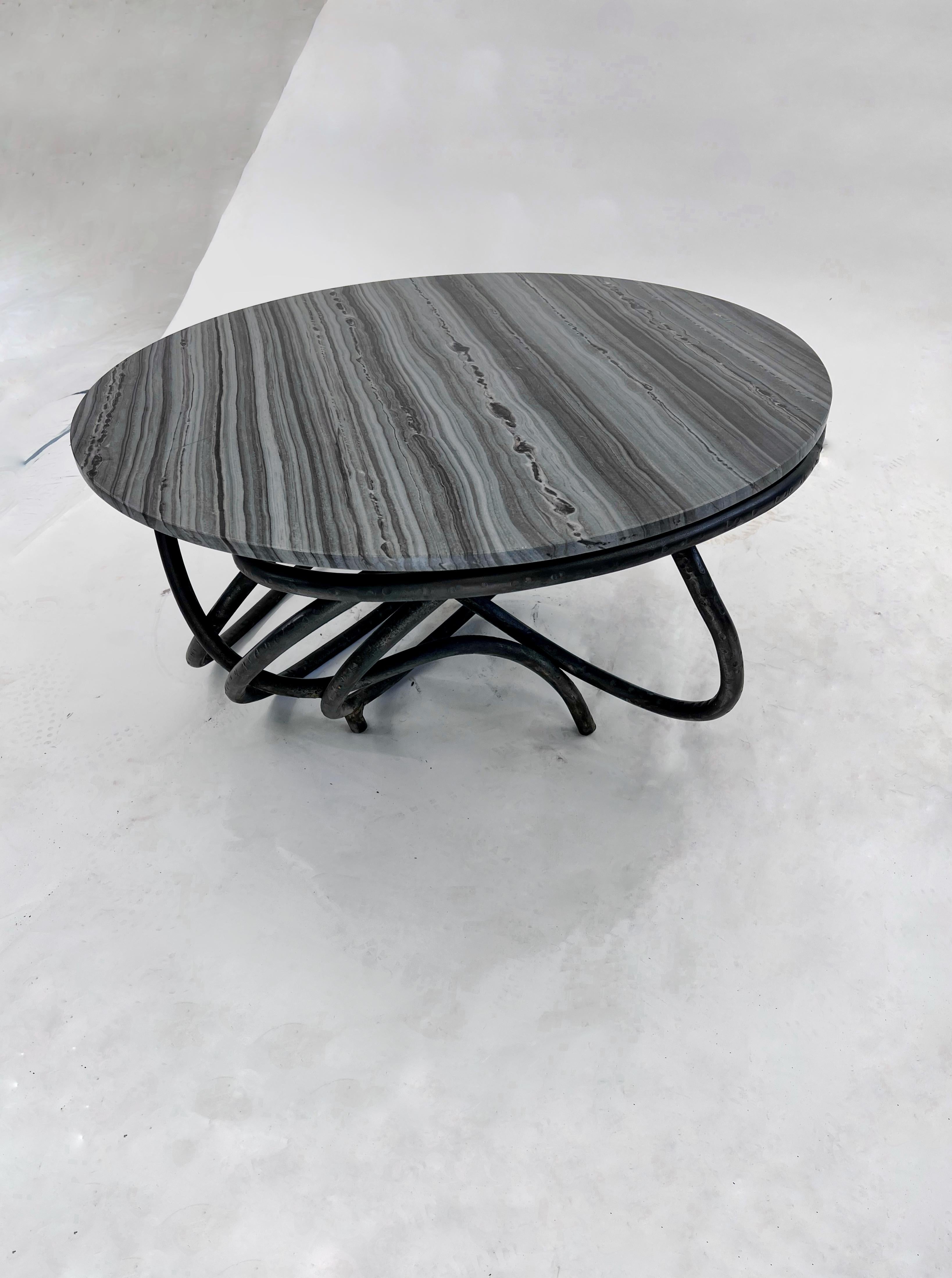 Contemporary Sculptural Marble and Steel minimalist coffee table  For Sale 2