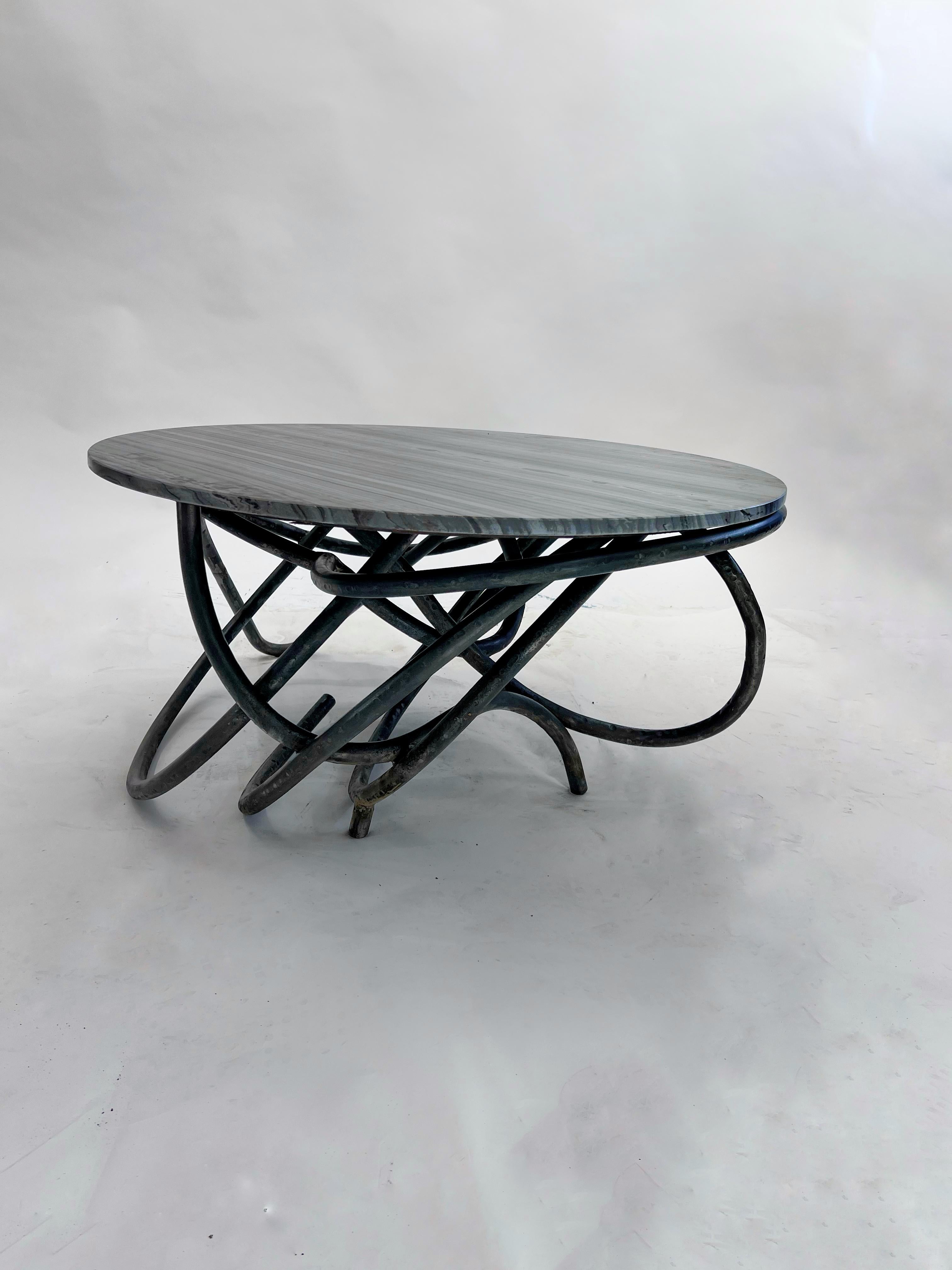 Contemporary Sculptural Marble and Steel minimalist coffee table  For Sale 3
