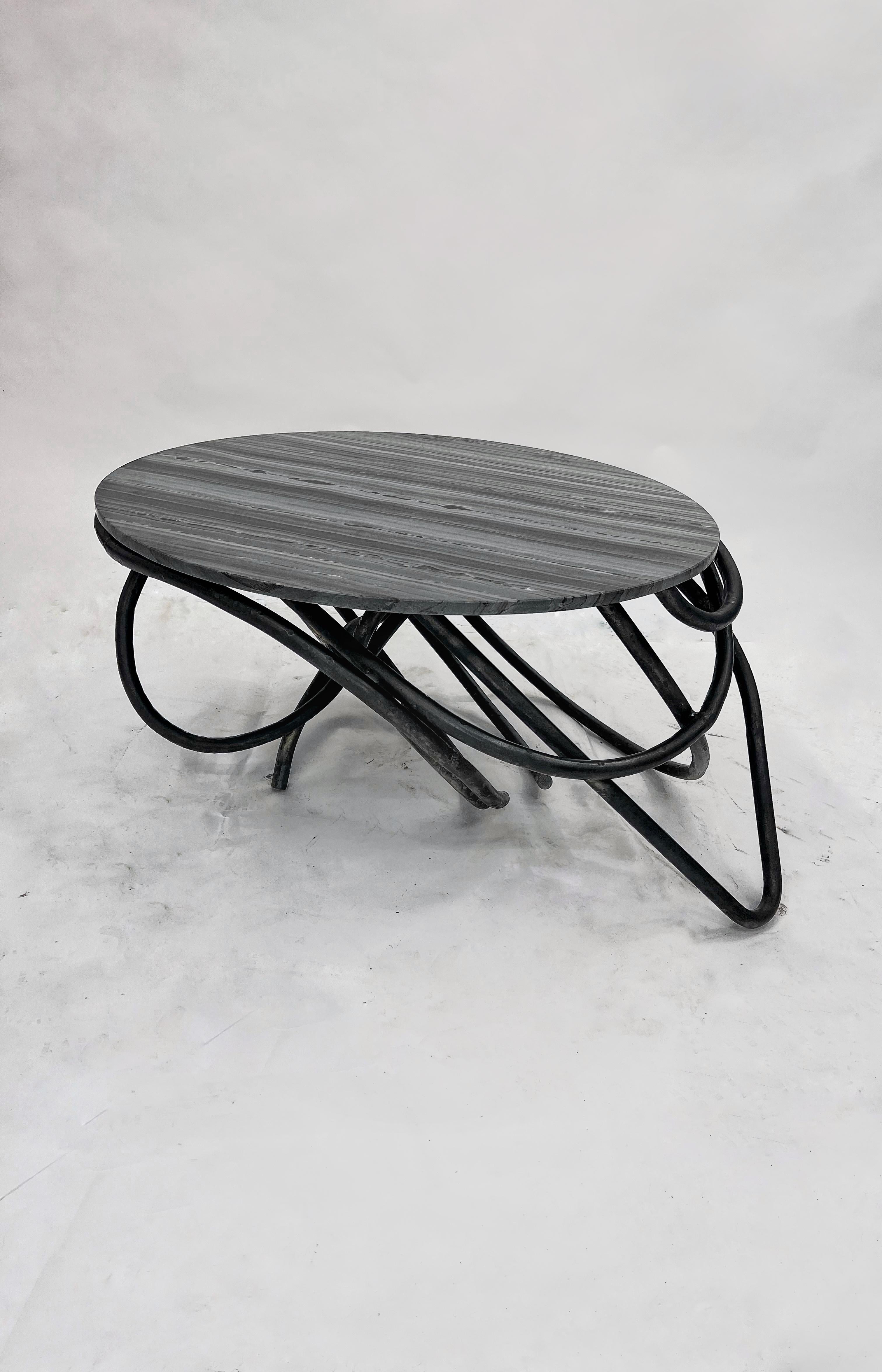 Contemporary Sculptural Marble and Steel minimalist coffee table  For Sale 4