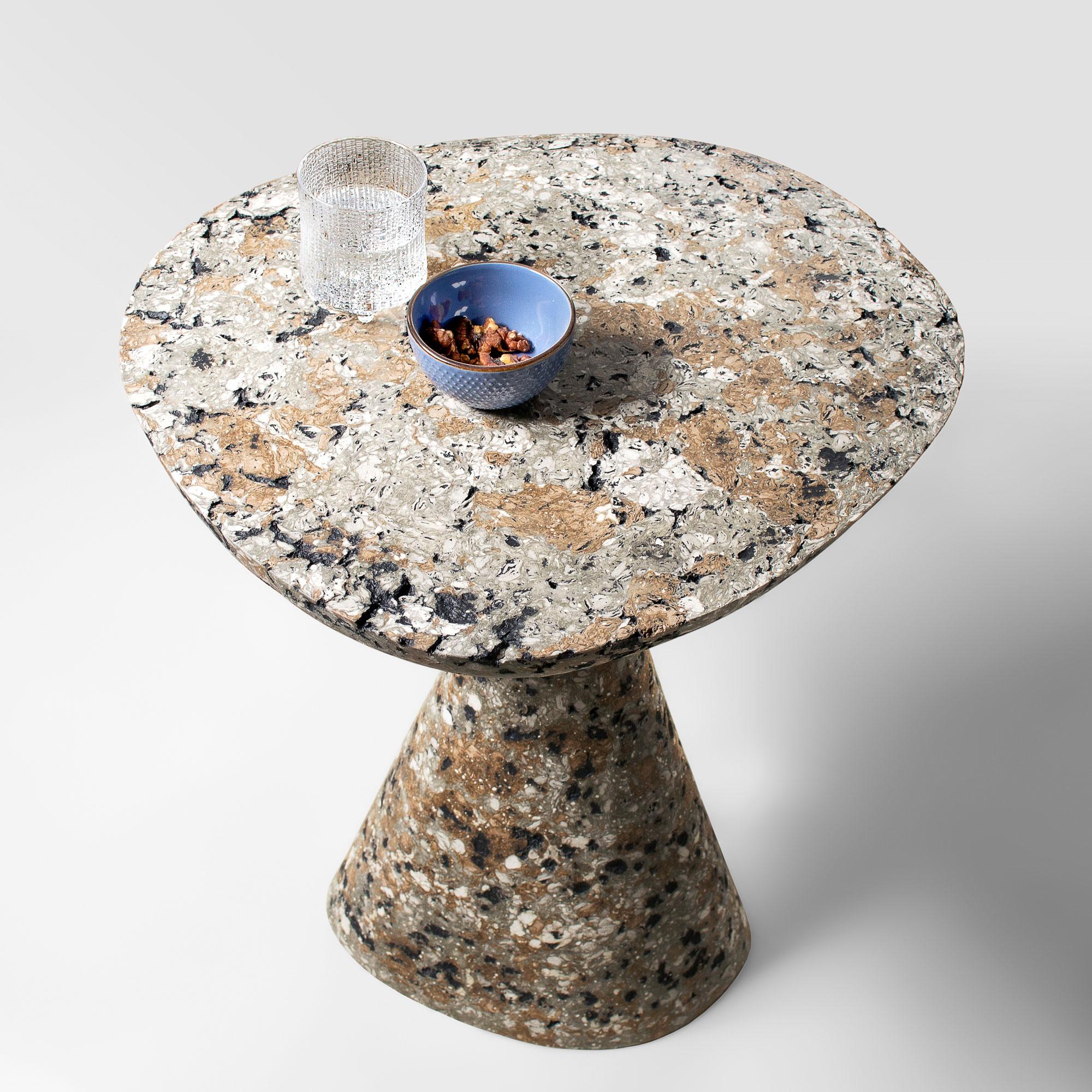 Lithuanian Contemporary Sculptural Mottled Side Table, Interior Accent by Donatas Žukauskas For Sale