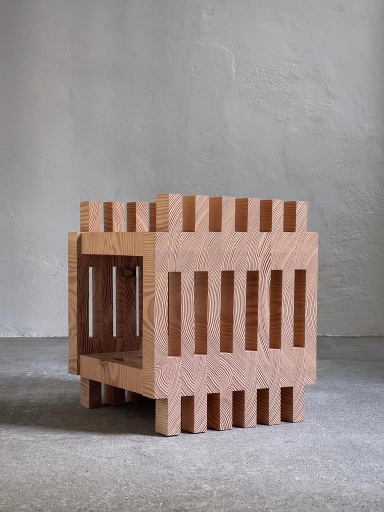 'Offcut Collection' 
By Lærke Ryom 2021 Denmark (signed) 

Danish furniture designer Lærke Ryom explores the aesthetics of end grain and is made with the intention of emphasizing the potential and value of the byproduct from Dinesen’s flooring
