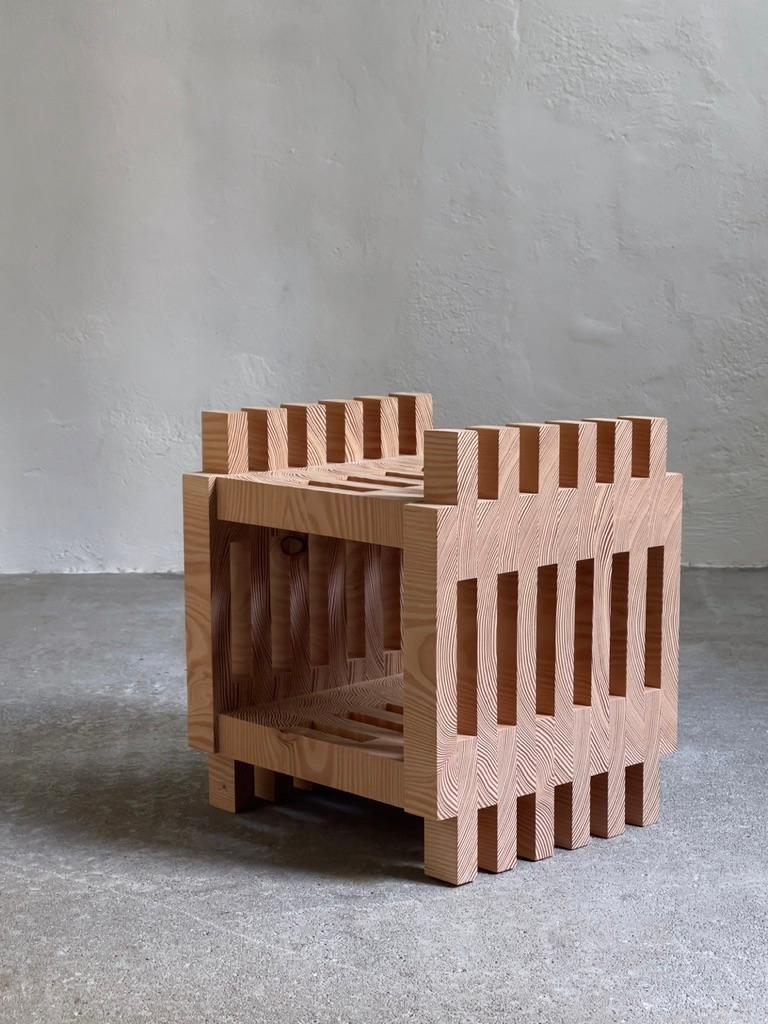 Danish Contemporary Sculptural Object Made Entirely from Industrial Pine Wood Offcuts