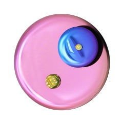 Contemporary Sculptural Pink Glass French Concave Mirror