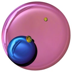Specchio scultoreo contemporaneo concavo francese in vetro rosa