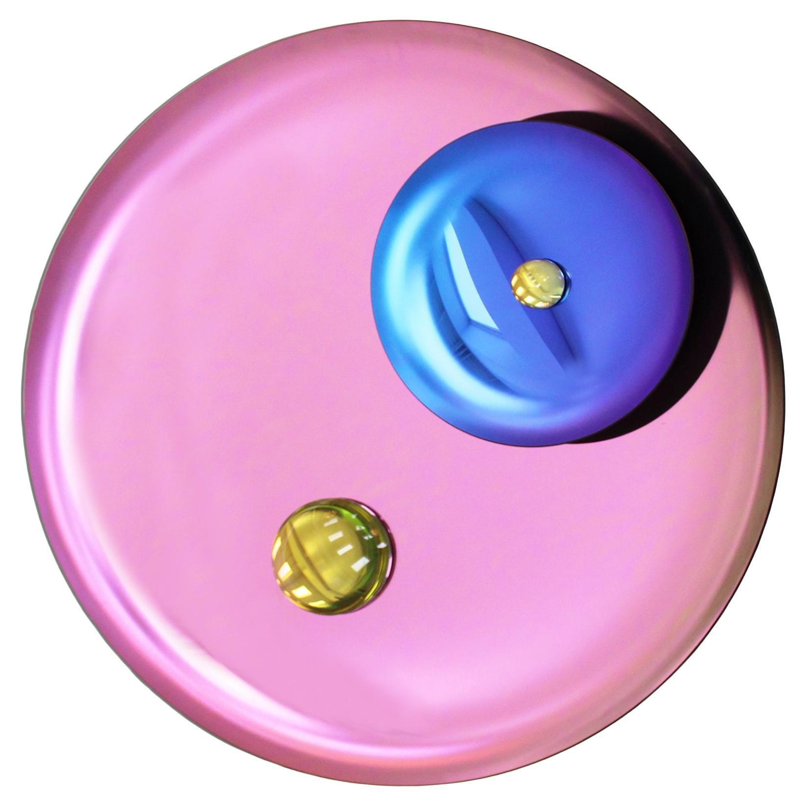 Contemporary Sculptural Pink Glass French Concave Mirror im Angebot