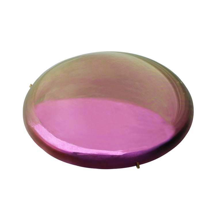 Contemporary Sculptural Pink Glass French Concavex Mirror In Good Condition In Madrid, ES