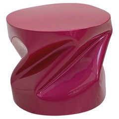 Contemporary Sculptural Pink Lacquered Metal Side Table