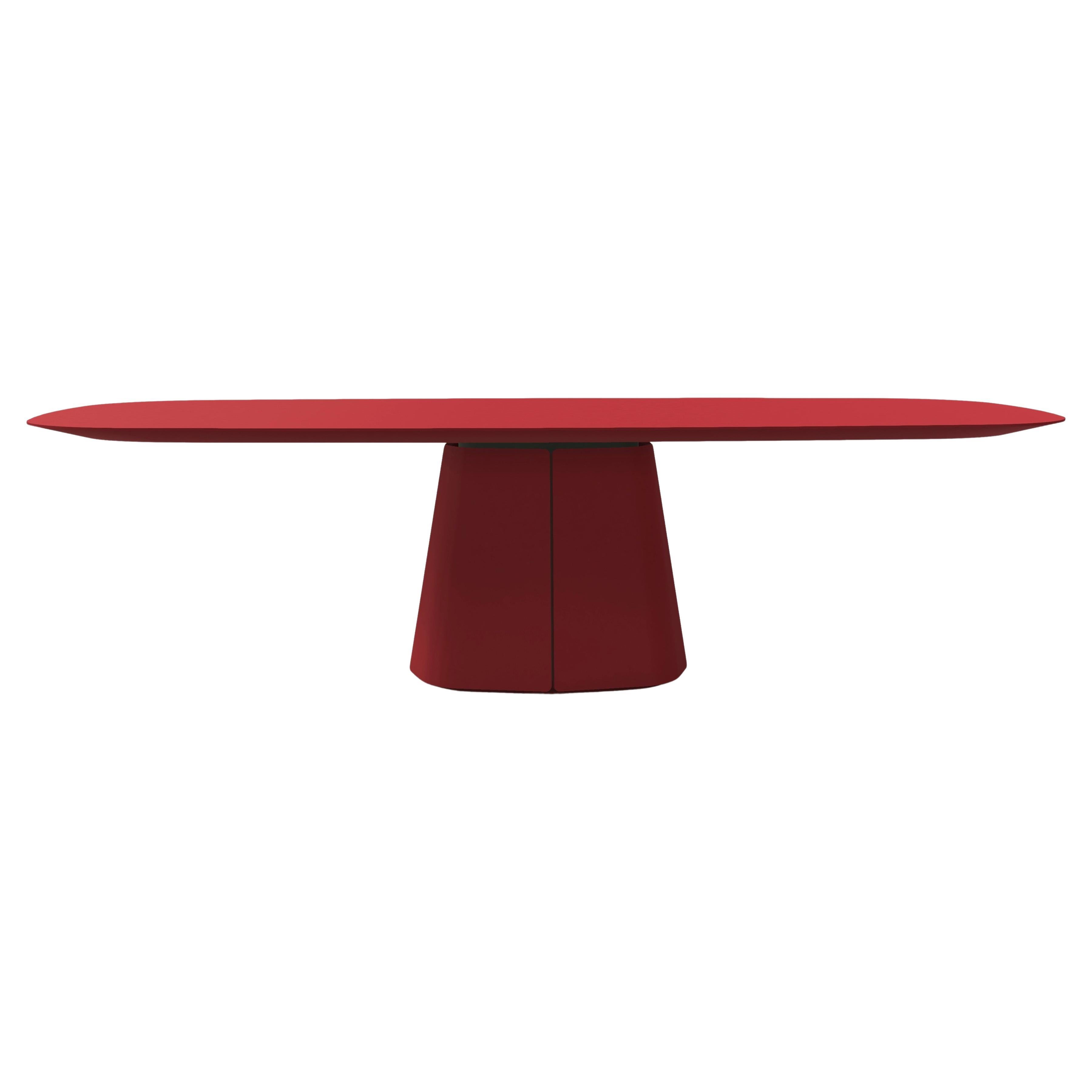 Contemporary Sculptural Red Dining Table mit ovaler Platte