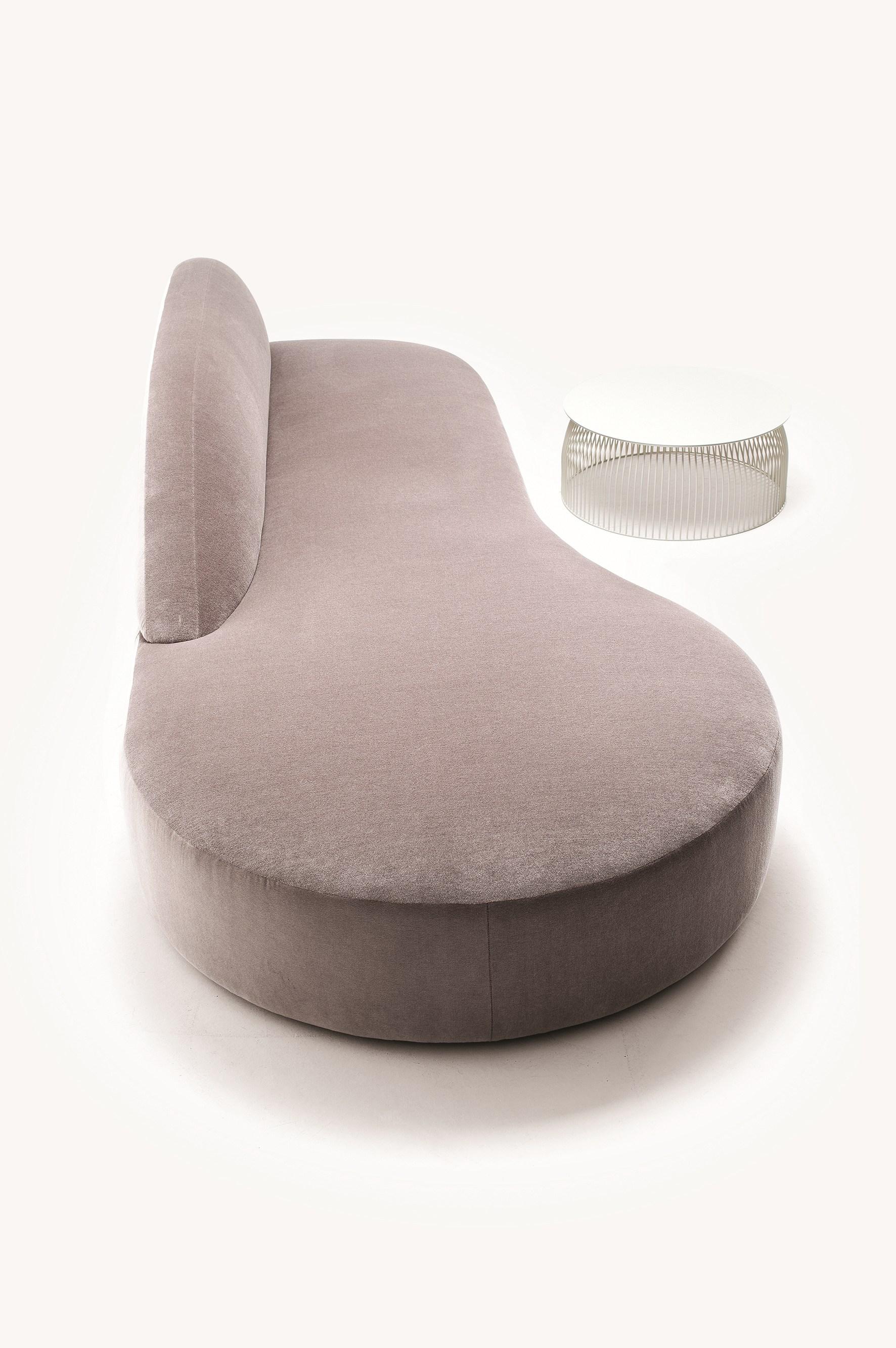 Modern Contemporary Sculptural Sofa Chaise Offered in Velvet For Sale