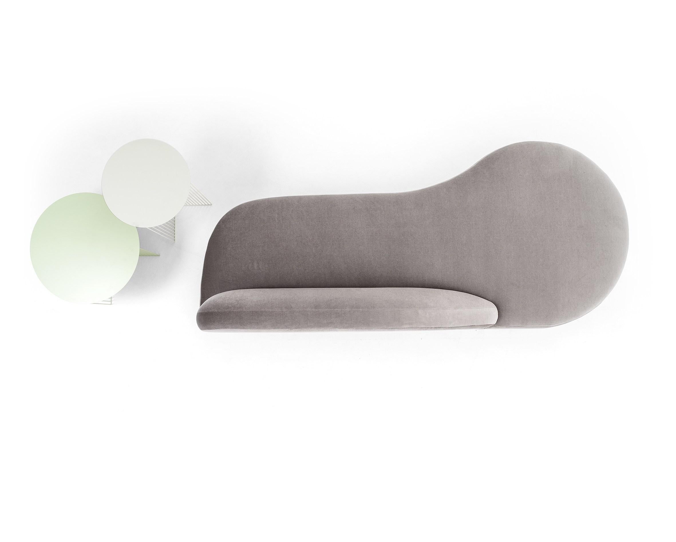 Contemporary Sculptural Sofa Chaise Offered in Velvet For Sale 1