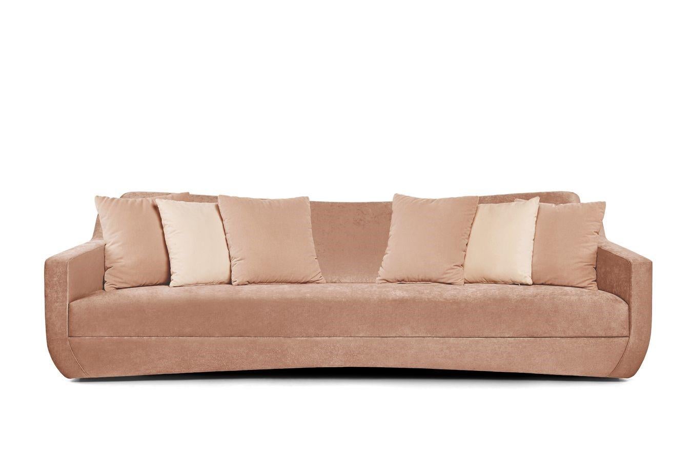 Velvet Contemporary Sculptural Sofa with Discreet Seaming For Sale