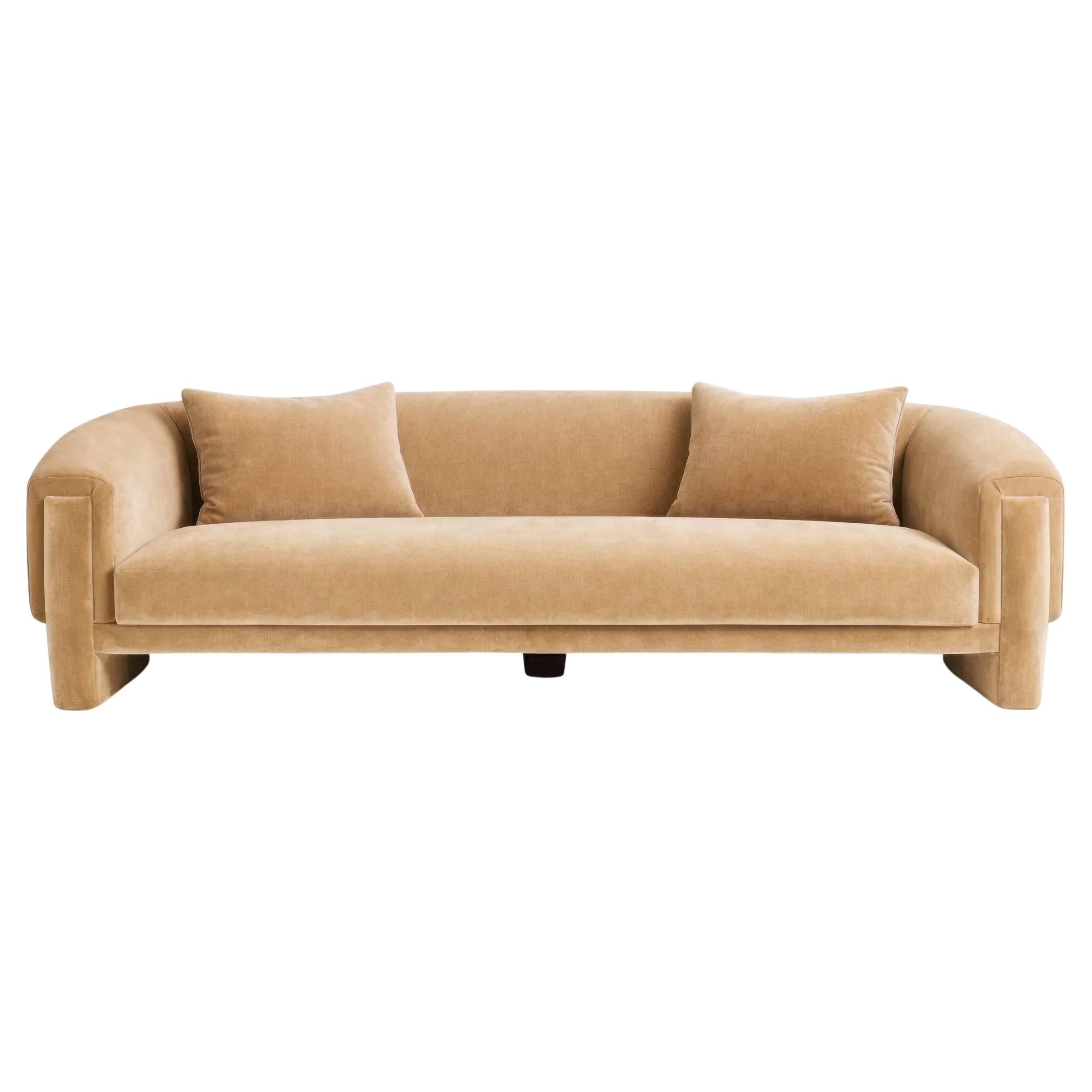 Contemporary Sculptural Sofa with Double-Layered Back in Tailored Upholstery