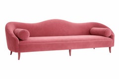 Contemporary Sculptural Sofa with Wavy Feminine Silhouette In Dusty Rose Velvet