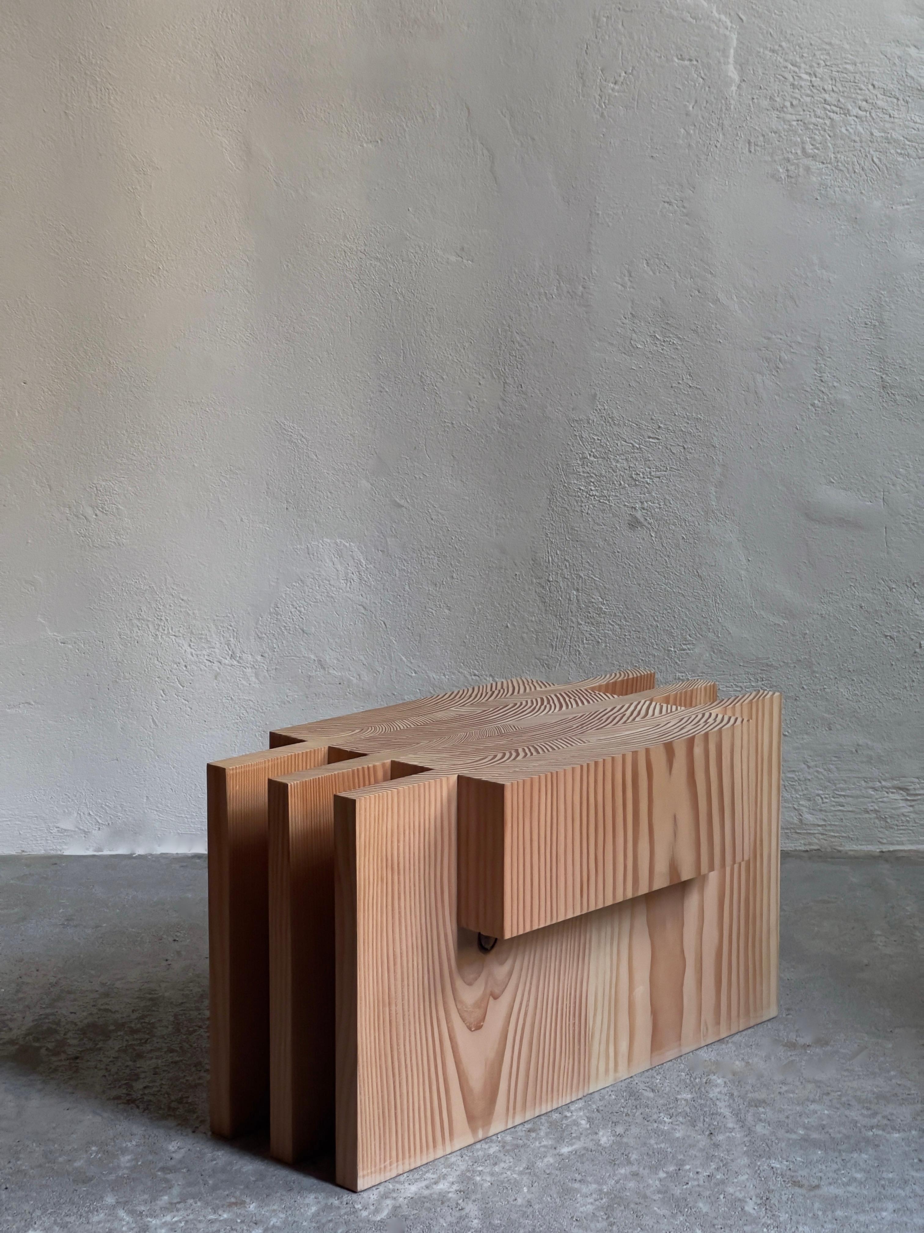 Contemporary object Stool Table Made Entirely from Industrial Pine Wood Offcuts For Sale 7