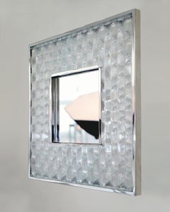 Contemporary Sculptural Wall Mirror 'Chesterfield' Square Relief Effect Wall Art