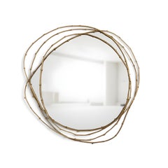 Miroir mural sculptural AM Contemporary Ft. Cadre organique en cuivre antique