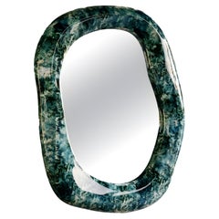 Contemporary Sculptural Wall Mirror in Marble Finish