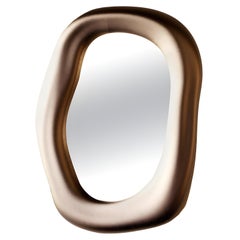 Contemporary Sculptural Wall Mirror in Bronze Color Finish