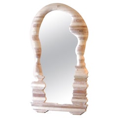 Contemporary Sculptural Wall Mirror in Wood and Resin by Andrea Zambelli
